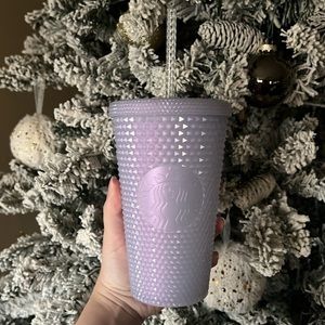 💎NEW💎 Starbucks 2021 Iridescent Icy White Lilac Studded Grande Tumbler